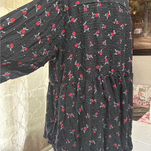 Torrid Black Floral Button Down Shirt - Picture 9 of 14